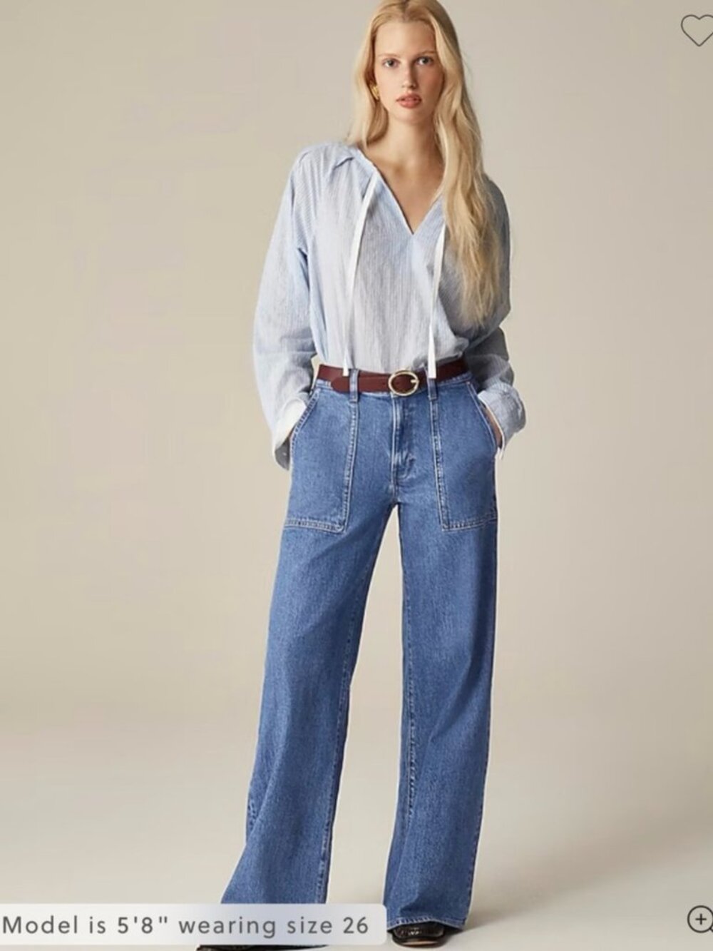 J. CREW | NEW | Camp Pocket Retro Wide-Leg Patch Pocket Jeans | Elaine Wash | 31